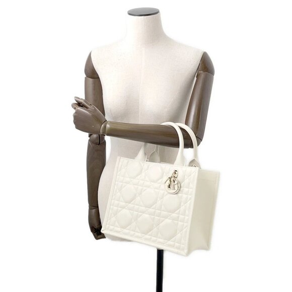 Dior Macrocannage Book Tote Size Small Calf Leather Latte White M1325OWHP_M030 - Picture 7 of 15